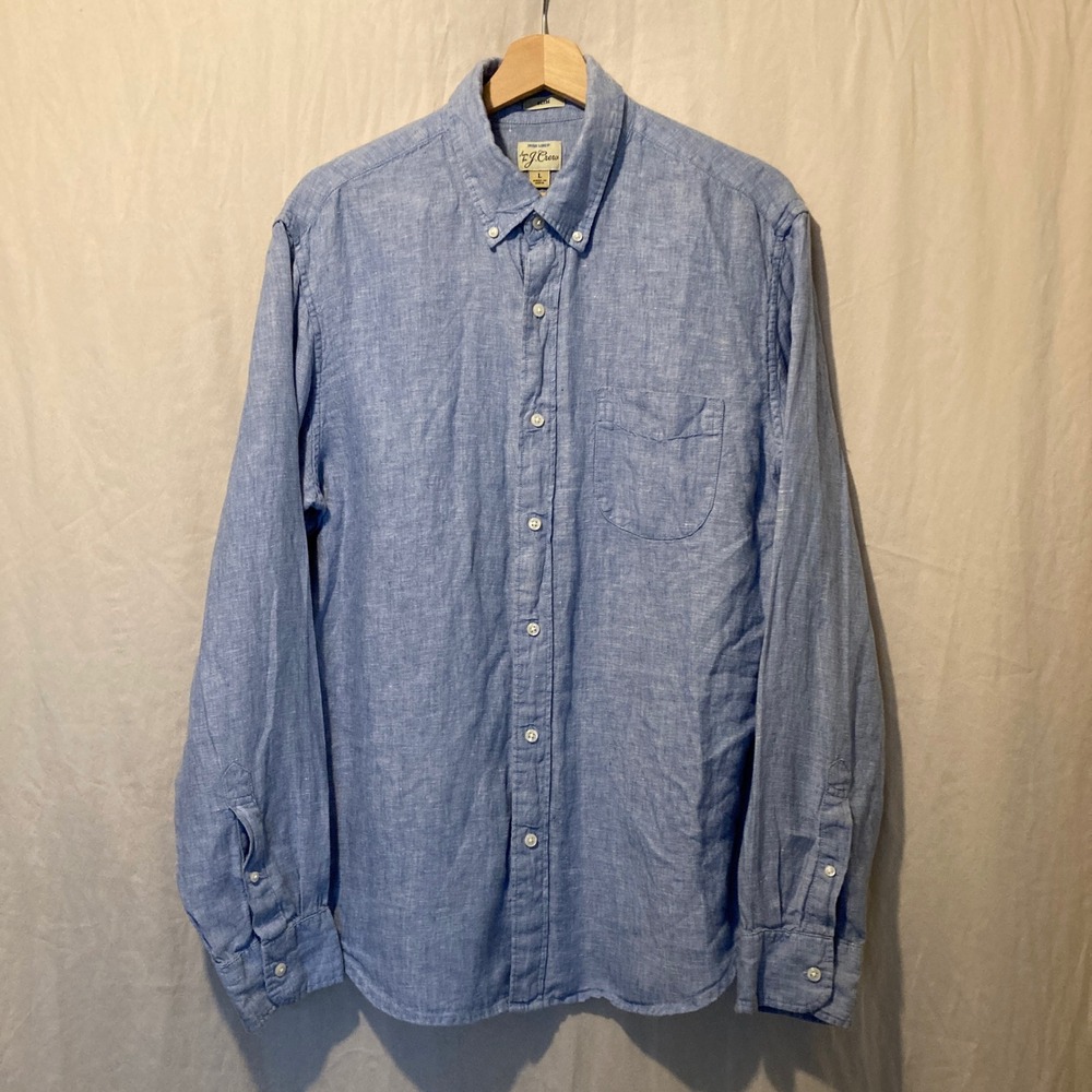 J.Crew Slim Baird McNutt Irish Linen Button Down Shirt Blue Large